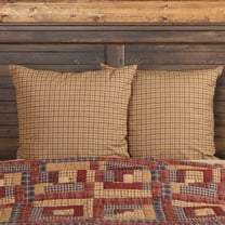 VHC Brands Khaki Tan Rustic Bedding Millsboro Cotton Plaid Square Euro Sham