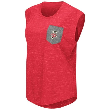 Wisconsin Badgers Pocket - University of Wisconsin Badgers Ladies Pocket Tee Heathered Vintage T-Shirt