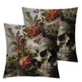 thumbnail image 2 of Acheng Skull Rose Pillow Covers Set - 2 Pieces Pillow Covers Gothic Gifts, Witchy Decor Aesthetic, Reverisble Skeleton Pillow Cover, Vintage Gothic Pillows, Goth Room Decor White, 2 of 6