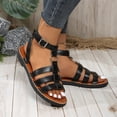 thumbnail image 5 of Dweltoz Women's Cross Strappy Flat Sandals Gladiator Summer Soft Elastic Ankle Walking Shoes Fashionable Casual Open Toe Solid Flats,Black 41, 5 of 7