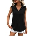 thumbnail image 2 of ALLLIST Womens Tops Summer Black V-Neck Solid Sleeveless Button Ribbed Tank Tops Tank Tops L, 2 of 7