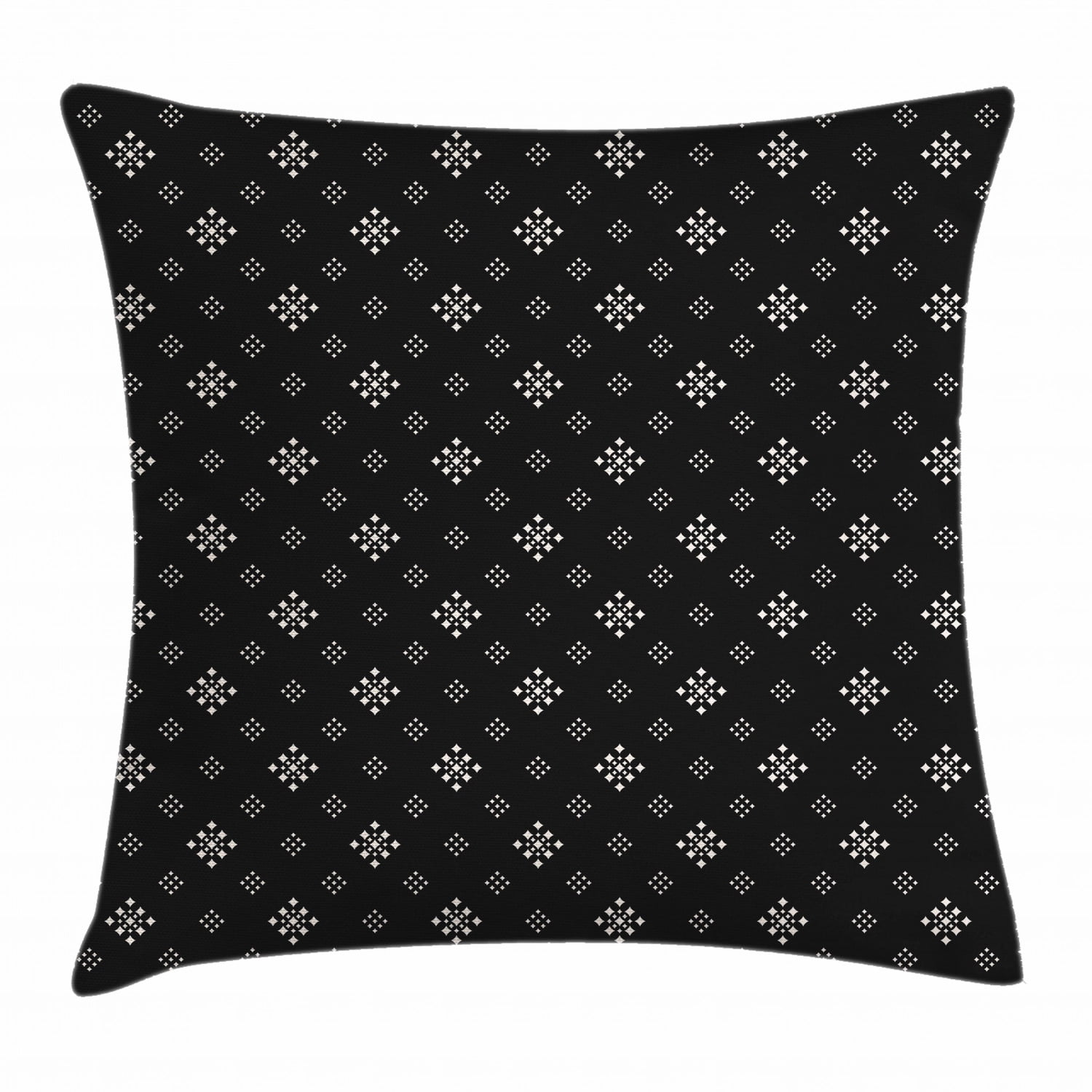 Black and White Throw Pillow Cushion Cover, Small Diamond Shapes Forming Rhombus Pattern ...