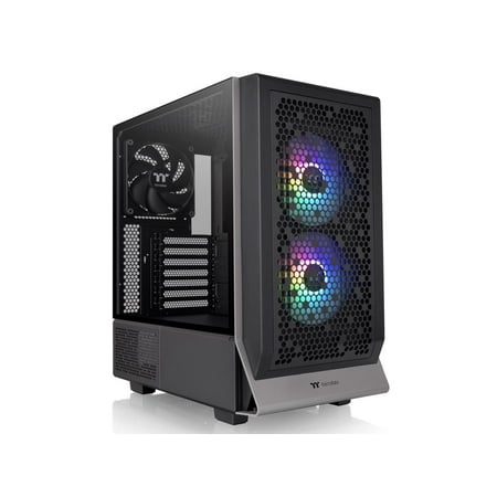 Thermaltake Ceres 300 Black Mid Tower E-ATX Computer Case With Tempered Glass Side Panel; 2xCT140 ARGB Fan Preinstalled; Rotational PCIe Slots & GPU Holder; CA-1Y2-00M1WN-00