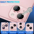 thumbnail image 2 of Dteck Camera Lens Protector for iPhone 16, Individual Metal Ring 9H Hardness HD Tempered Glass Camera Screen Protector Cover for iPhone 16,Pink, 2 of 5