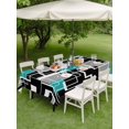 thumbnail image 4 of Outdoor Tablecloths with Umbrella Hole & Zipper, Teal Blue Black Geometric Tablecloth Rectangle 60x84 Inch, Modern Abstract Art Block Waterproof Table Cloth, Patio/Pool/Picnic Table Covers, 4 of 8