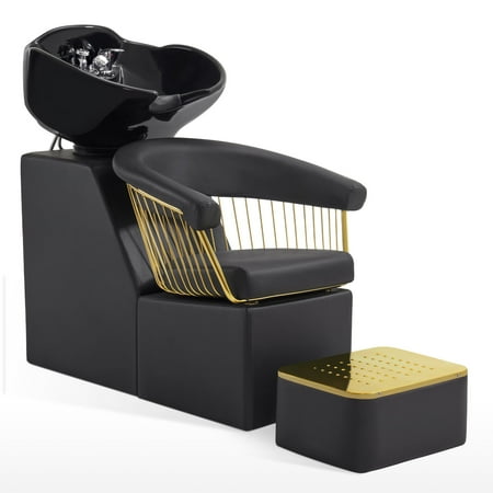 BarberPub Backwash Shampoo Station Chair  Adjustable Ceramic Hair Wash Bowl Chair Spa Beauty Salon 8670