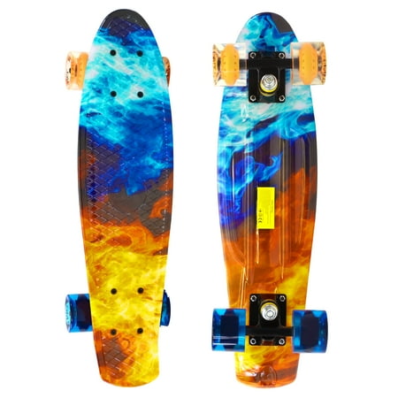 - 22 Skateboard Complete Street Retro Cruiser Flames Print Deck