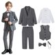 thumbnail image 1 of Odeerbi Chicos 6 Pcs Caballero Traje Formal Vestido Camisa + Chaqueta de Blazer + Pantalones de Traje + Chaleco + Corbata + Broche Set de Trajes de Boda, 1 of 9