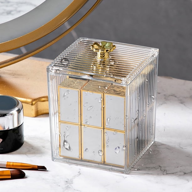 Organizador de hisopos transparente con forma de horquilla, estuche de escritorio para guardar cosméticos, organizador multiusos para hisopos, discos de maquillaje, artículos de oficina y accesorios