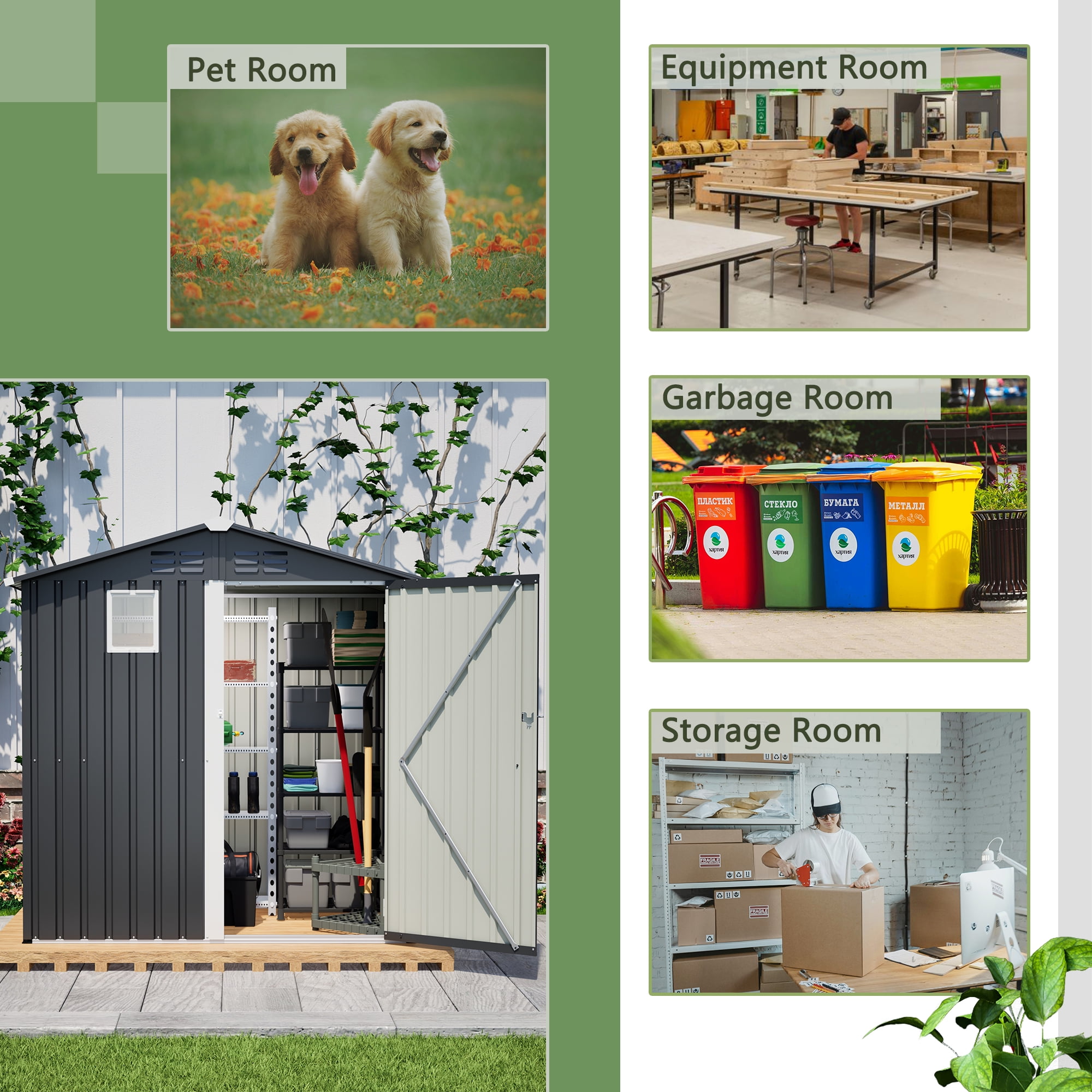 LZBEITEM 6FT x 4FT Outdoor Garden Shed, Metal Storage Shed- Durable Storage with Sloping Roof, Lockable Door, and Ventilation for Backyard Patio