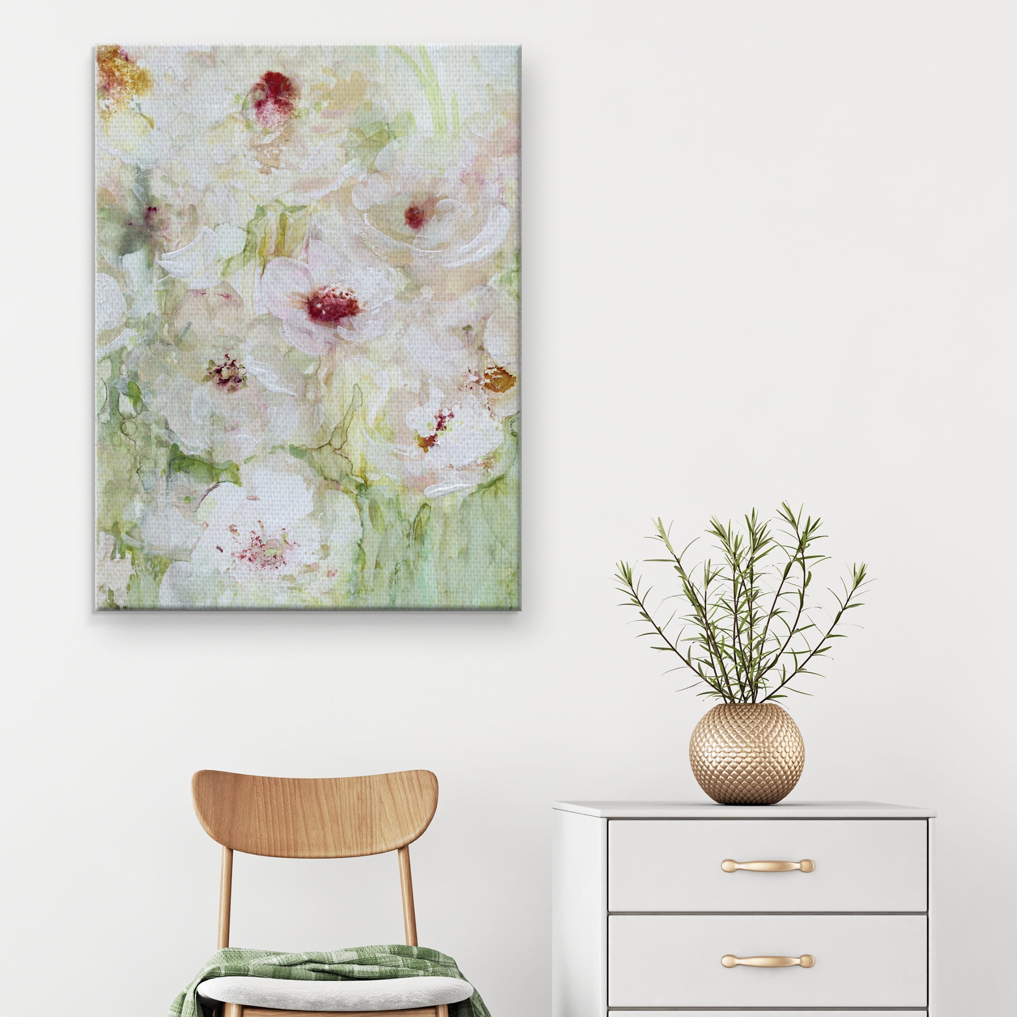 Masterpiece Art Gallery Jardin Blacn White Flowers Crop I by Carol Robinson Canvas Art Print 30" x 40"