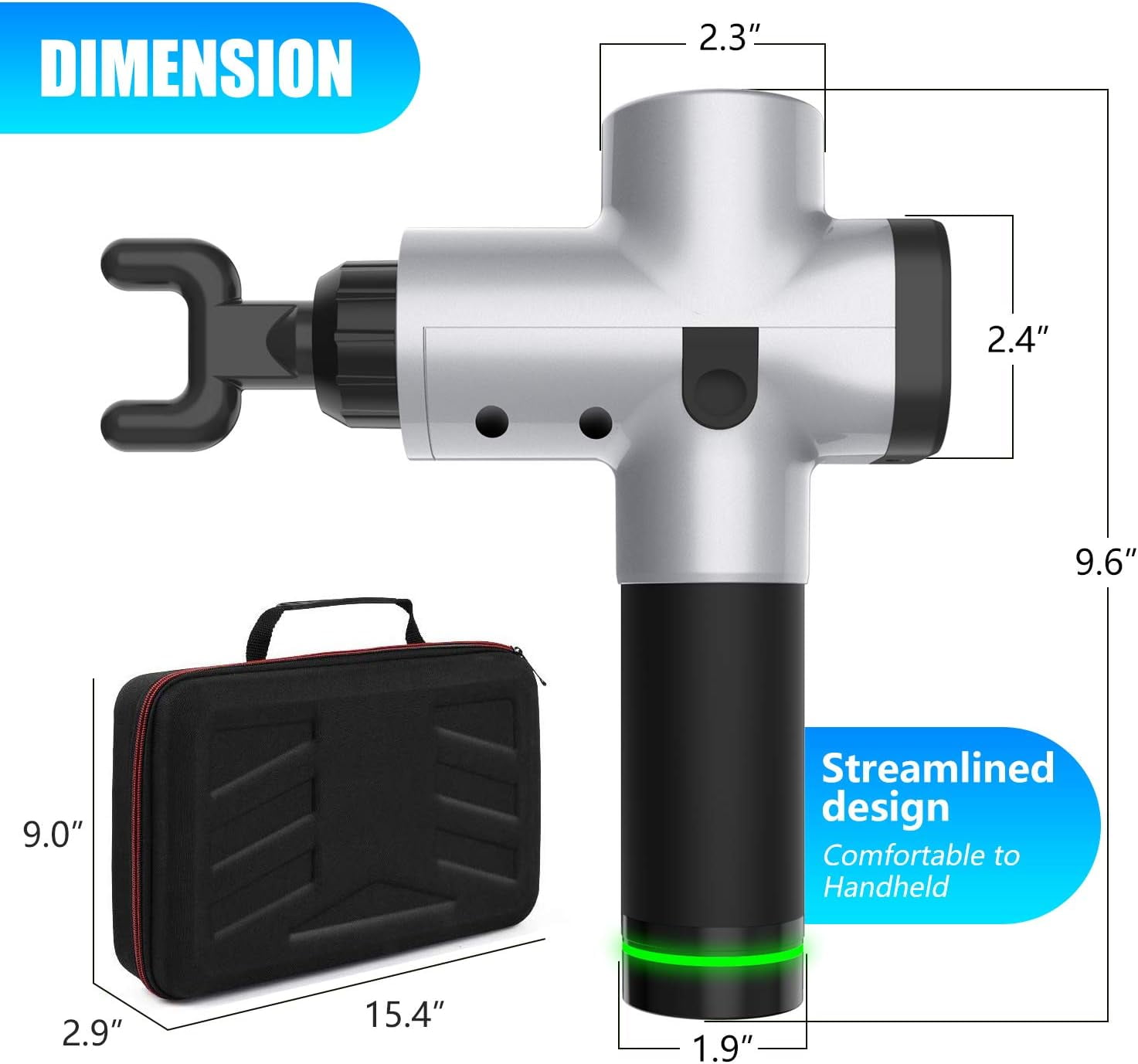 Mymomust Massage Gun, Deep Tissue Percussion Muscle Massager for Pain Relief, Portable Handheld Electric Body Massager with Super Quiet Brushless Motor, 6 Massage Heads and 6 Speed High-Intensity Vibr