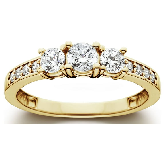 Pompeii 1 Ct 3-Stone Diamond Engagement Ring 10K Yellow Gold (H/I,I2-I3)