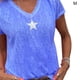 thumbnail image 1 of Camiseta Mujer Cuello En V Manga Corta Top suelto Estampado Chica Verano Top, Azul, M Methold AP001862-42, 1 of 5
