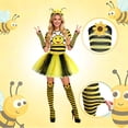 thumbnail image 2 of 6PCS Bee Costume for Women, Black and Yellow Tutu Striped Socks Bee Headband and Necklace Face Stickers for Halloween Carnival Cosplay Party, 2 of 7