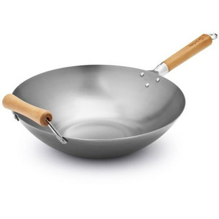 Wok Pan For Electric Stoves Professional Carbon Steel Wok 21-9969, Suitable for gas, electric, ceramic and induction stovetops By Sur La Table ()