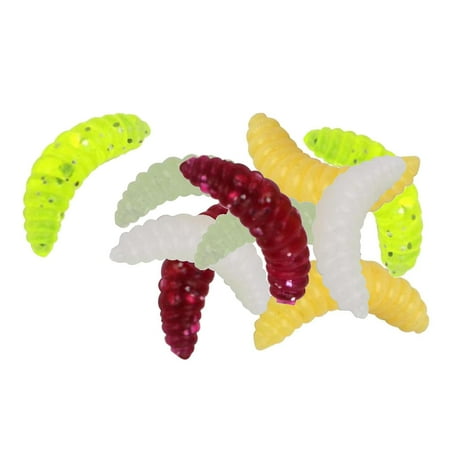 Fishing Lure Soft Plastic Worm Larva Grub Baits Freshwater Tackle 10pcs