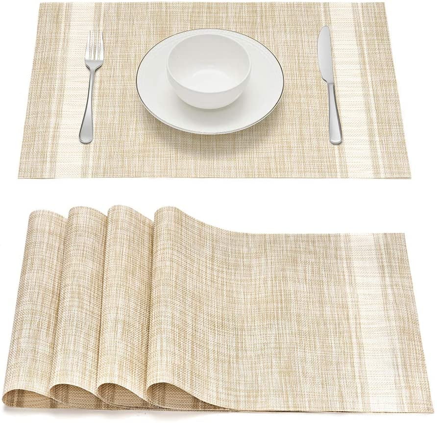 Placemats Set of 4, Heat Resistant Table Mats & Stain Resistant Non
