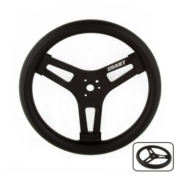 Grant 601 Racing Steering Wheel; 15 in. Diameter; Black; 3-Spoke Design: Grant Logo;