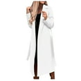 thumbnail image 2 of Homenesgenics Women's Trench Coat Fall Long Length Long Sleeve Lapel Open Front Cardigan Overcoat Windbreaker White S, 2 of 9
