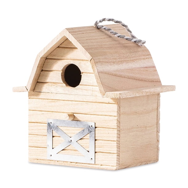 Park Lane Unfinished Wood Birdhouse Barn, Metal Details