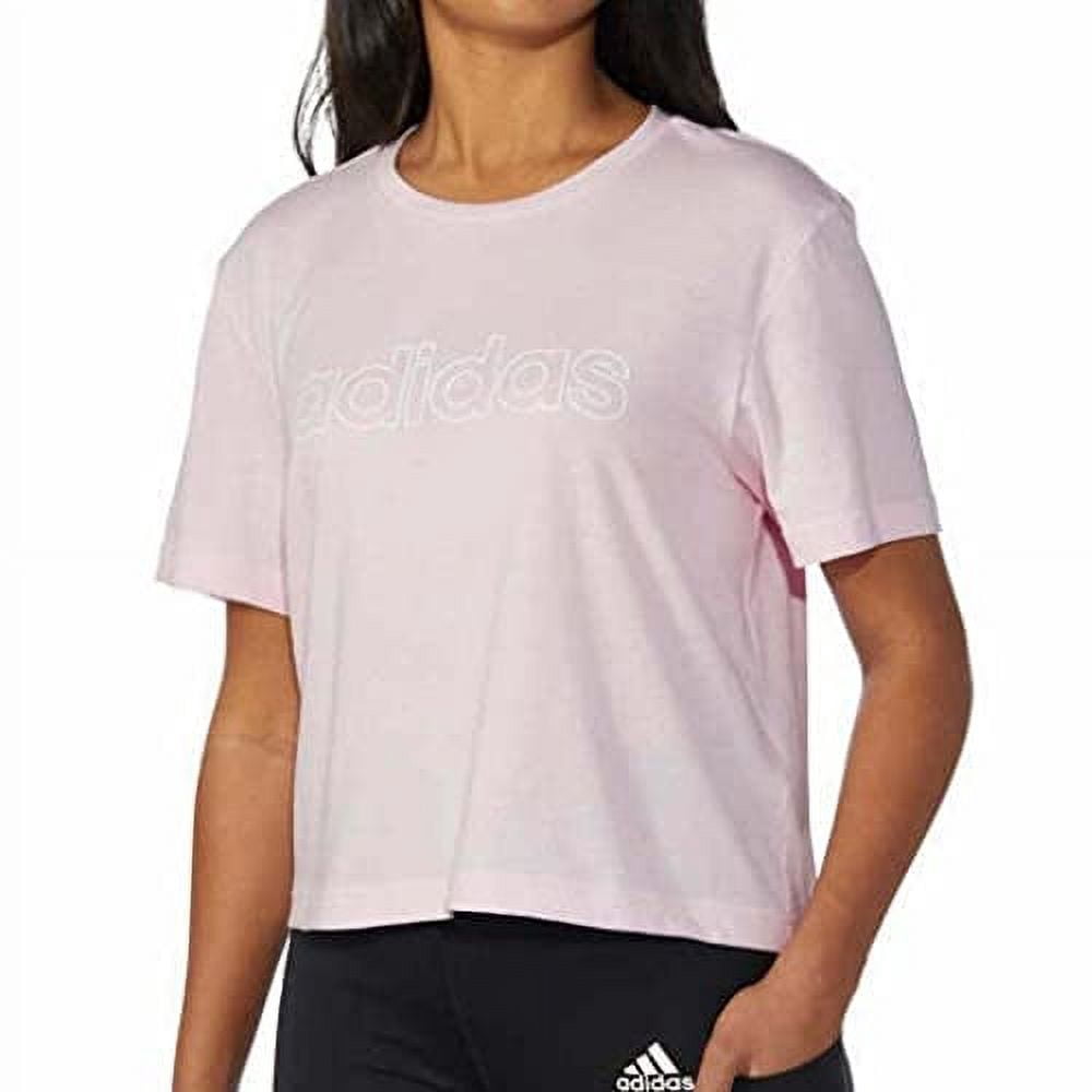 adidas Ladies' Primegreen Aeroready Logo Crop Tee4 (Small, Pink)
