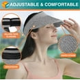 thumbnail image 6 of SUN CUBE Women Straw Visor Hat, Wide Brim Sun Visor for Beach Pool Travel, Foldable Roll Up Ponytail Summer Raffia Hat, Ladies UV UPF 50+ Protection Packable Foldable Visor, Black & White, 6 of 8