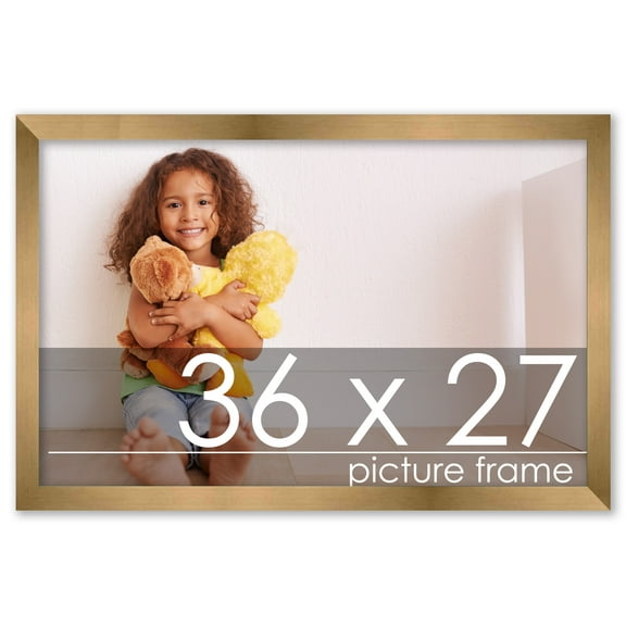 36x27 Gold Bronze Wood Picture Frame - UV Acrylic, Foam Board Backing, Hanging Hardware