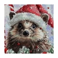 thumbnail image 4 of WYYP Hedgehog Santa Hat Candy Canes Square Tablecloth 100% Polyester Fiber Christmas 36*36, 4 of 8