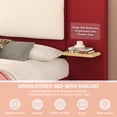 thumbnail image 3 of Harper & Bright Designs Queen Size Platform Bed with Upholstered Headboard, Queen Wooden Bedframe with Anti-Collision Soft Rounded Corners, Red, 3 of 9