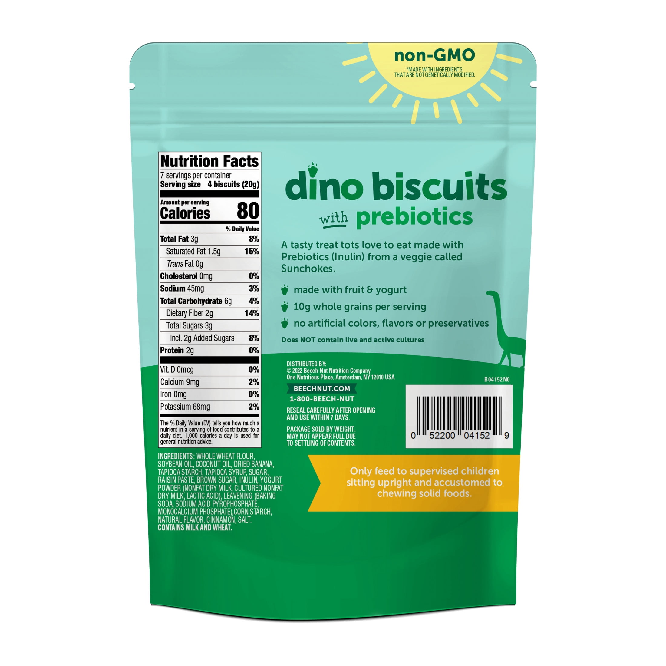 Beech-Nut Dino Biscuits with Prebiotics Banana Yogurt Baked Toddler Snack, 5 oz Bag