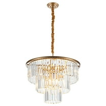 Wozzio Modern Crystal Chandelier Golden, 3 Tiers Ceiling Pendant Light Fixture, Round Crystal Pendant Light Hanging Lamp, For Living Room, Dining Room, Foyer, Bulb Not Included