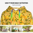 thumbnail image 4 of Fotbe Yellow Limes Pattern Womens Long Sleeve Hoodie, Pullover Hooded Sweatshirt, Kangaroo Pocket Hoodie with Eye-catching Drawstrings-Small, 4 of 7