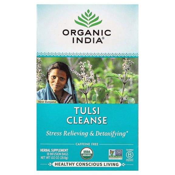 ORGANIC INDIA Tulsi Cleanse Herbal Tea Bags 18 Count