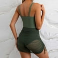 thumbnail image 5 of gljltg Women Ribbed Swimdress with Briefs,One Piece Tummy Control Swimming Costume Skirt Spahgetti Strap Ruched Plain Slim Fit Scoop Neck Bathing Suit, 5 of 6