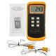 thumbnail image 1 of Termómetro de canal tipo K, con 2 termopares (con cable y acero inoxidable), (-328.0°F~2498.0°F) Sensor de instrumento de medición dual de escala Kelvin de alta temperatura portátil de escritorio, 1 of 5