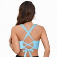 thumbnail image 4 of HCNTES Push Up Bikini Top for Women U Wired Wide Straps Swimsuit Tops Scoop Neck Padded Lace Up Back Bathing Suit Top Only(XL,a64-Light Blue), 4 of 9