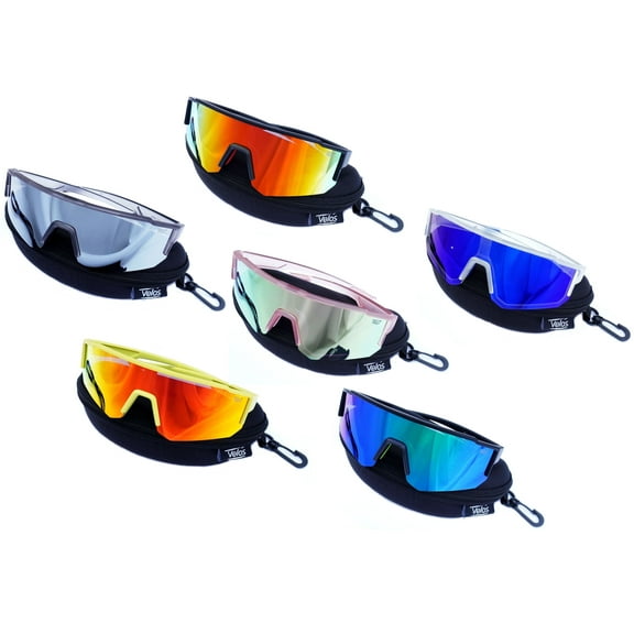 Velos™ Sports Sunglasses for Baseball Cycling Football Softball Polarized Mirrored Lenses with Case