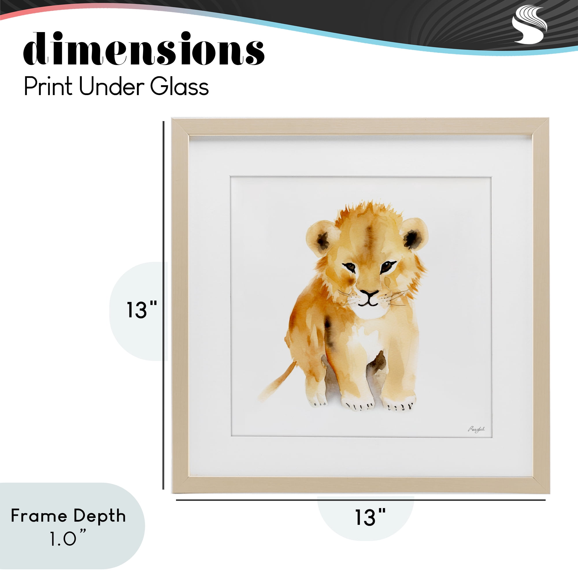 Stupell Industries Minimal Lion Cub Birch Framed Print Under Glass, design by Roozbeh
