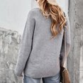 thumbnail image 4 of Suéter de punto cruzado con cuello en V manga larga color puro suéter casual de moda para mujer gris XL, 4 of 6