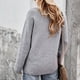 thumbnail image 4 of Suéter de punto con cuello en V cruzado y manga larga, color puro, suéter informal de moda para mujer, gris M, 4 of 6