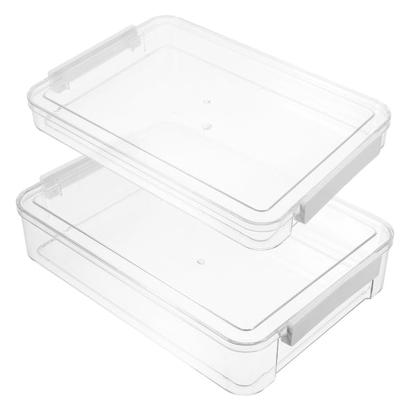 MLINS 2Pcs Transparent Certificate Box Documents Container File Box Large Capacity File Box Portable File Holder