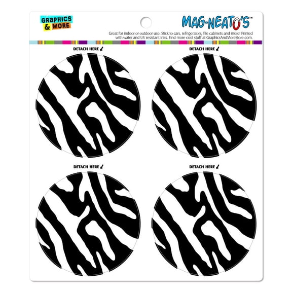 Zebra Print Black White MAG-NEATO'S(TM) Car/Refrigerator Magnet Set