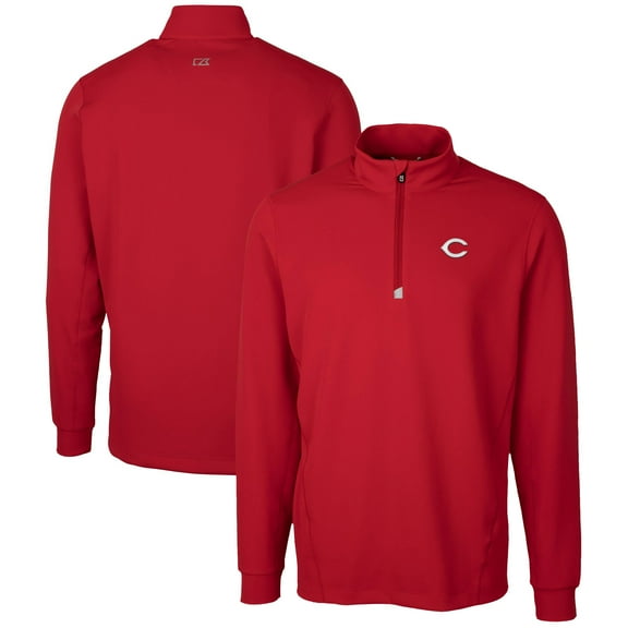 Men's Cutter & Buck  Red Cincinnati Reds Traverse Stretch Quarter-Zip Pullover Top