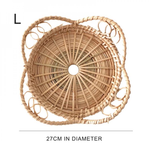 Clearance!! Ins Rattan Basket Petals Shape Hand-Woven Bread Fruit Snack Storage Basket Tea Tray Dinner Coffee Breakfast Serving Basket