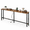 Rustic Brown-78.7"W x 5.9"D x 29.7"H, variant on Black 78.7"W x 5.9"D x 29.7"H Narrow Console Table with Built-In Charging Outlets