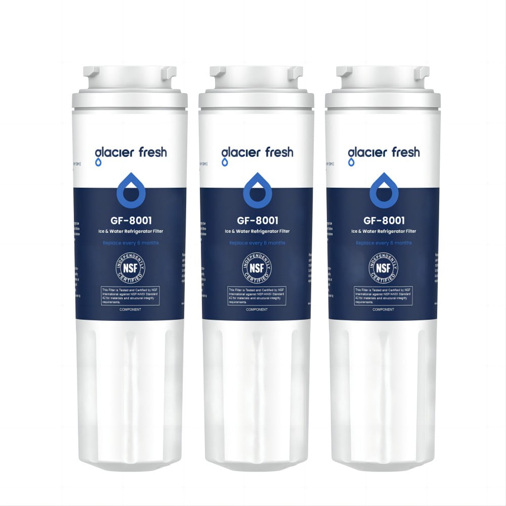 GLACIER FRESH UKF8001 Compatible with Whirlpool Refrigerator Water Filter 4, EDR4RXD1, EveryDrop Filter 4, 4396395, Maytag UKF8001, UKF8001AXX, WHR4RXD1, KAD4RXD1, 46-9006, Puriclean II, Pack of 3