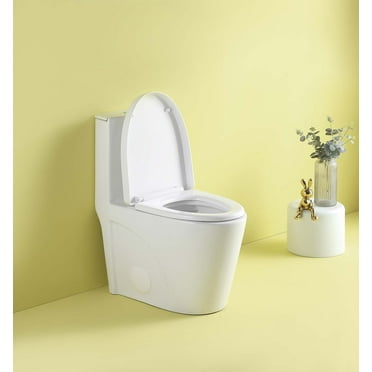 BARONAGE 1.1/1.6 GPF Dual Flush 1-Piece Elongated Toilet with Soft-Close Seat - Gloss White, Water-Saving, Modern, Stylish Design