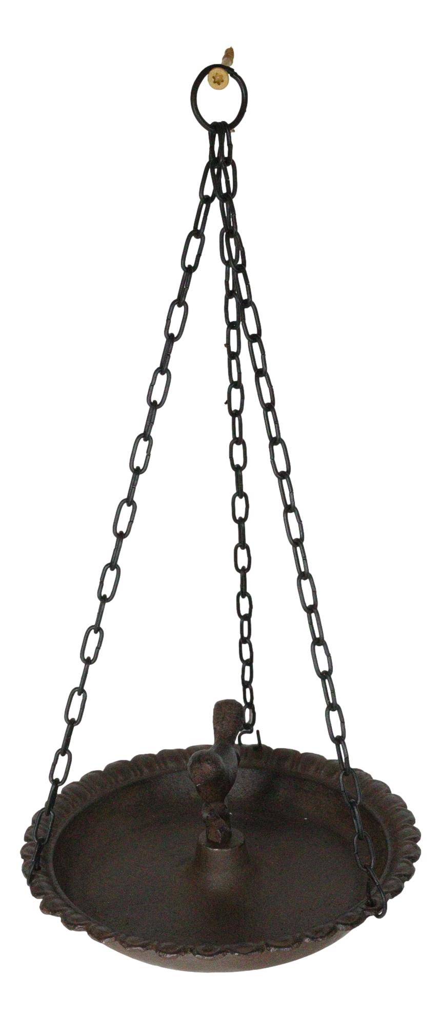 Cast Iron Love Bird On Branch Sunflower Basin Hanging Garden Bird Bath Feeder