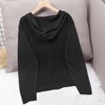 thumbnail image 7 of Cekizud Hooded Knit Cardigan for Women Long Sleeve Button Front Drawstring Hood Casual Cardigan Sweater, Free Size, 7 of 7